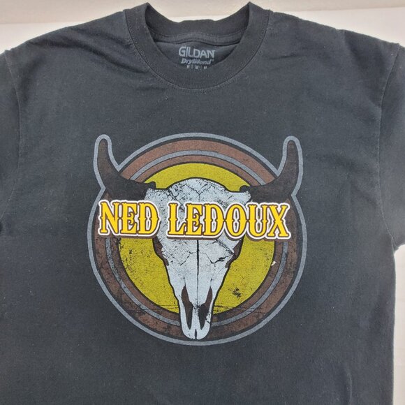 Ned Ledoux T-Shirt Men's M Charcoal Black Gildan Dryblend Steer Skull Graphic - Picture 5 of 7